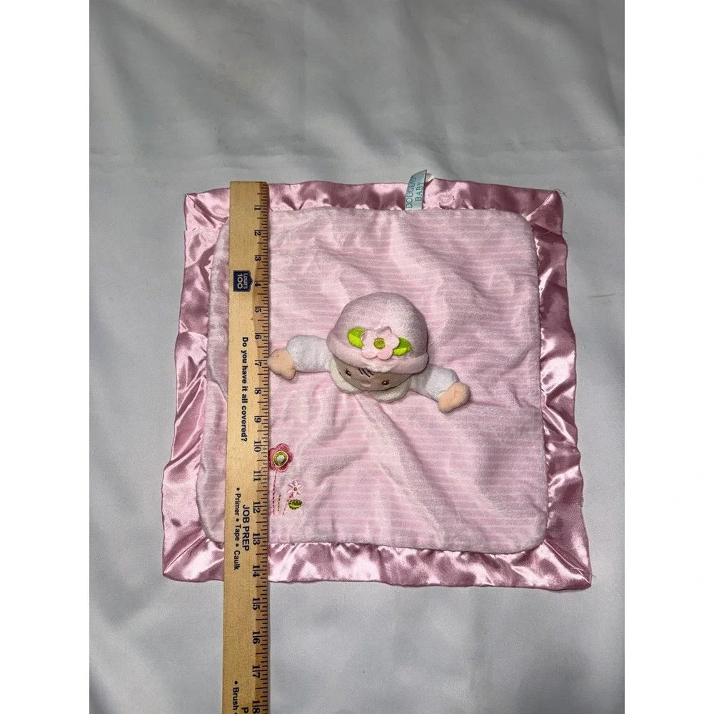 Douglas Baby Pink Security Blanket Lovey‎ Doll Flower Satin Trim Plush 14x14